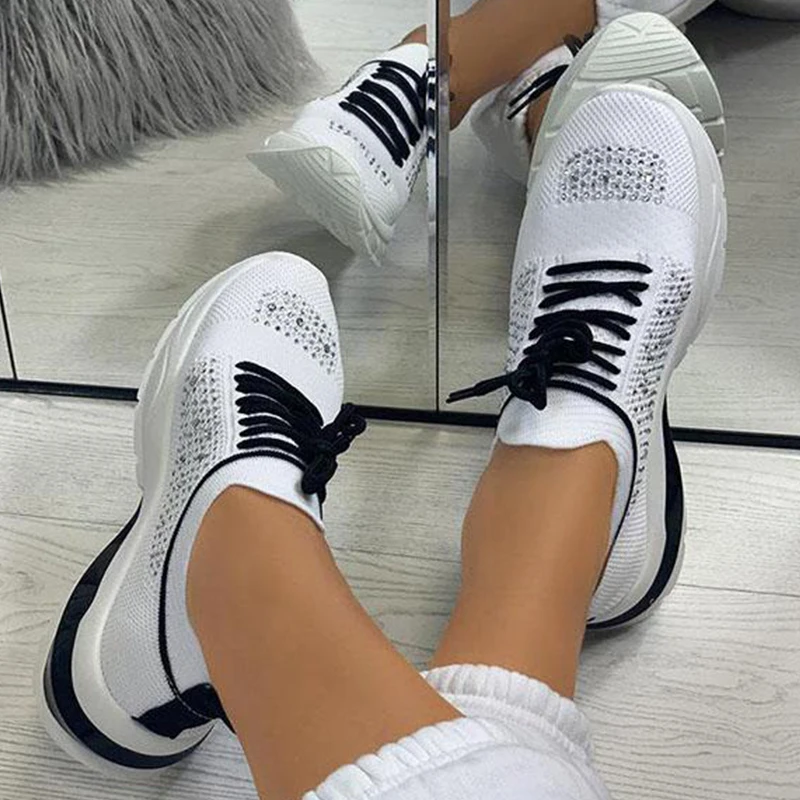 

Женские босоножки с кристаллами на платформе дышащие женские кроссовки с эластичными лентами с подошвой из вулканизированной 2021 женская о...