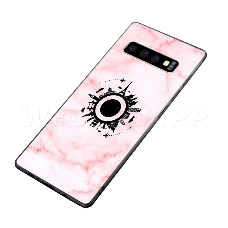 Webbedepp розовый мир чехол "карта" для samsung Galaxy S7 S8 S9 S10 Edge Plus Note 10 8 9 A10 A20 A30 A40 A50 A60 A70