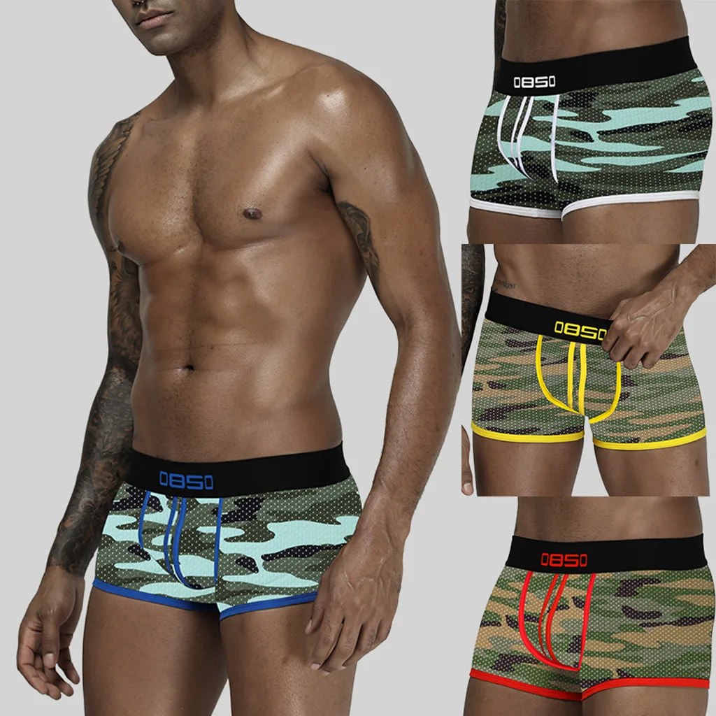 

Camouflage Print Boxers Sexy Jockstrap Men's Panties Sexy Underwear Sissy Gay Briefs Man Underpants Stretch Thong Fashion Shorts
