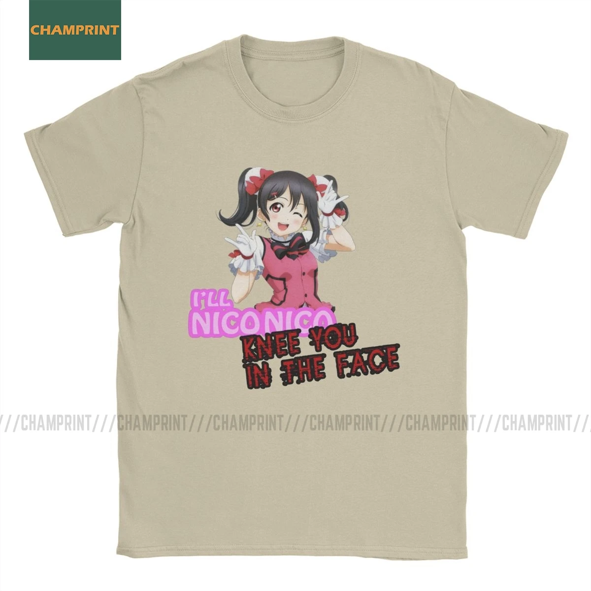 Футболка мужская Нико ний люблю живую хлопковые топы с коротким рукавом аниме