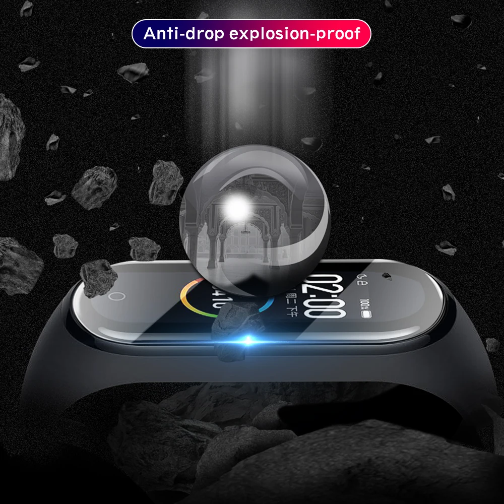 Smart Bracelet Tempered Glass For Xiaomi Mi Band 5 Clear TPU Coverage Protective Film Screen Protector | Электроника