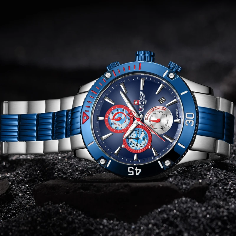 Часы NAVIFORCE мужские деловые брендовые Роскошные модные повседневные спортивные