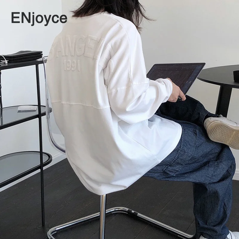 Женская толстовка большого размера с буквенным принтом на весну и осень