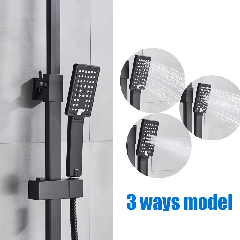 Матовый черный Термостатический смеситель для душа Suguword кран Водопад ванны