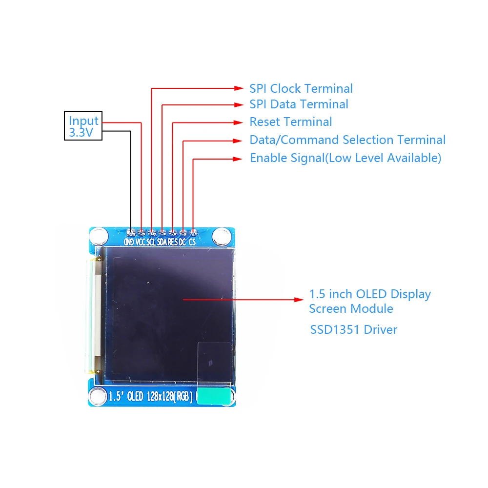 1.5inch 128x128 SPI RGB OLED Display Screen Module 65K SSD1351 Driver 128*128 3.3V Power | Обустройство дома