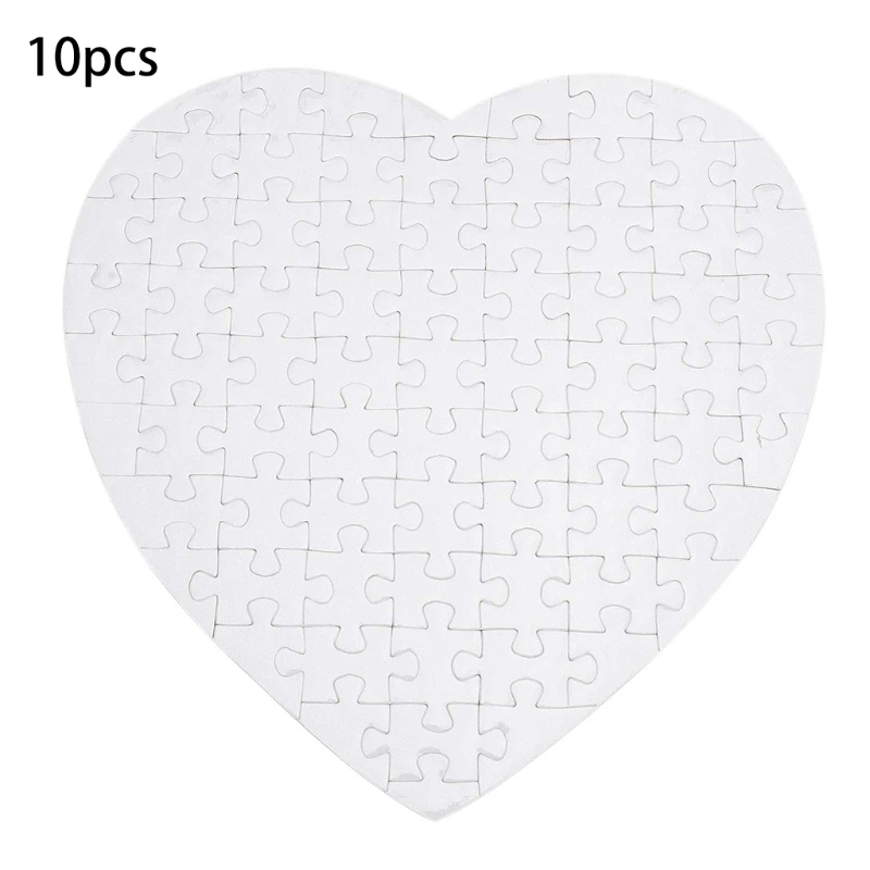 

F62D 10Pcs Sublimation Blank Puzzle DIY Craft Heart Jigsaw Puzzle DIY Transfer Products