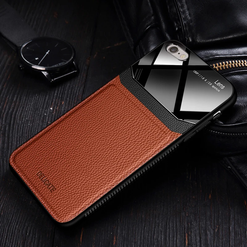 Gold I coque, чехол, чехол, для apple iphone 6 6s s iphone6 plus 6 plus на кожаном зеркальном стекле силиконовый ударопрочный телефон милые чехлы - Цвет: Gold