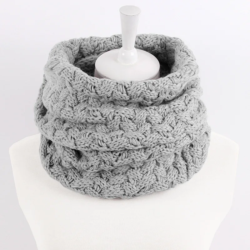 Осенне-зимний теплый женский вязаный длинный шарф-хомут с двумя кольцами шаль