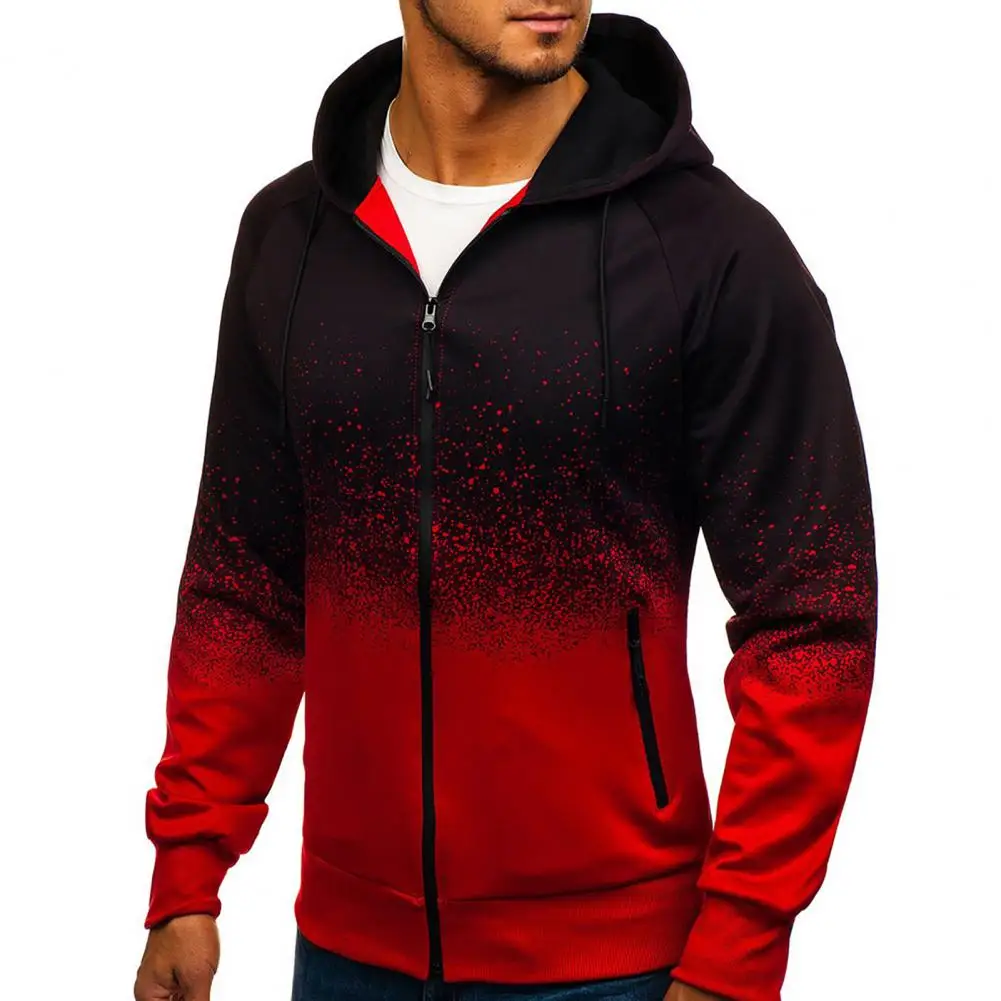 

3D Digital Printing Men's Hoodie Gradient Color Jacket Zipper Closure Long Sleeve Loose Men's Sweatshirt Sweatshirt Jacket