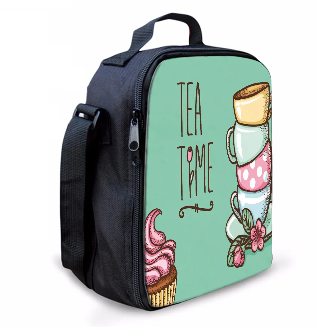 Новые сумки для обеда торт цветок лист кофе чашка Открытый путешествия