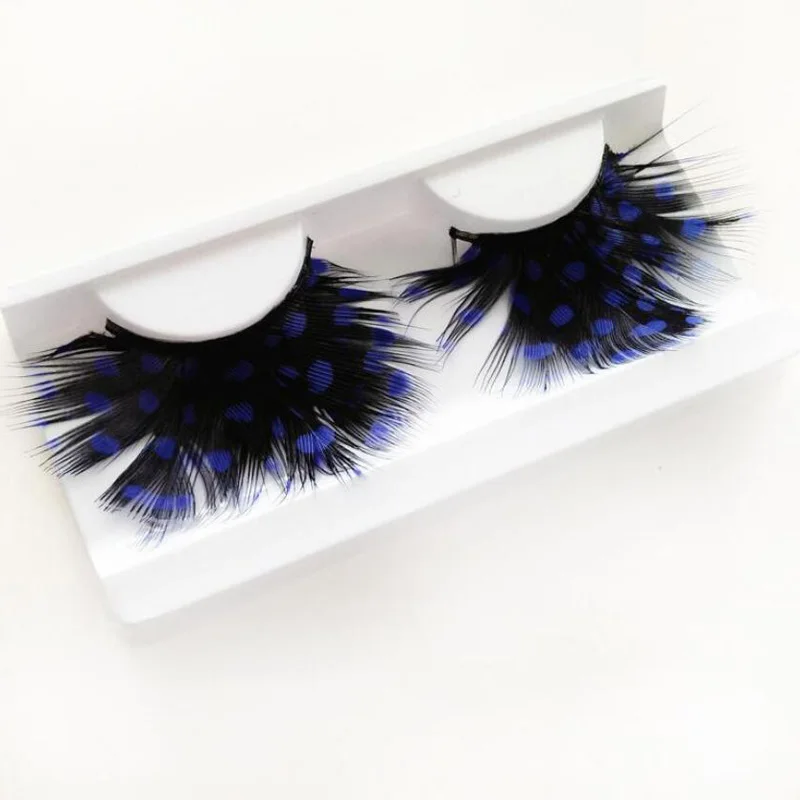 Royal blue Spot Накладные ресницы Addfavor с перьями, цветные, в горошек, для макияжа, накладные ресницы, косметические, для Хэллоуина, вечерние, для косплея, сексуальные, забавные, дамские стили - Цвет: Royal blue Spot