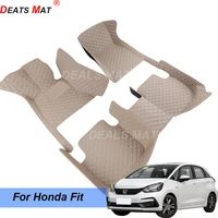 100% Fit Auto Car Mats With Pockets Floor Carpet Rugs For Honda Fit 2014 2015 2016 2017 2018 2019 2020 accessories