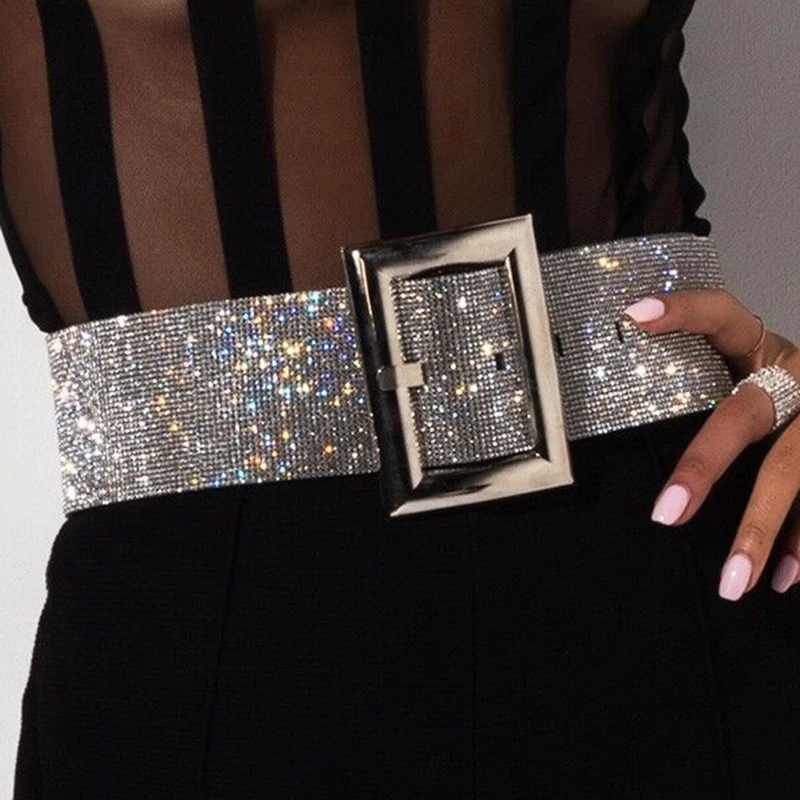 Cinturón de moda con diamantes de imitación para mujer, cinturón de 110 cm de ancho ajustable, accesorios de fiesta nocturna, gran oferta, 2020