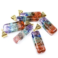 retro reiki healing chips stone natural crystal gravel meditation 7 chakra pendant pendulum necklace jewelry making