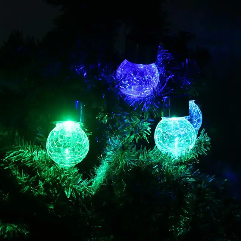 

Solar Night Light Outdoor Decorative Lamp Garden Mason Bottle Hanging Lamp Creative Glass Ball Crack Light for Festival Decor