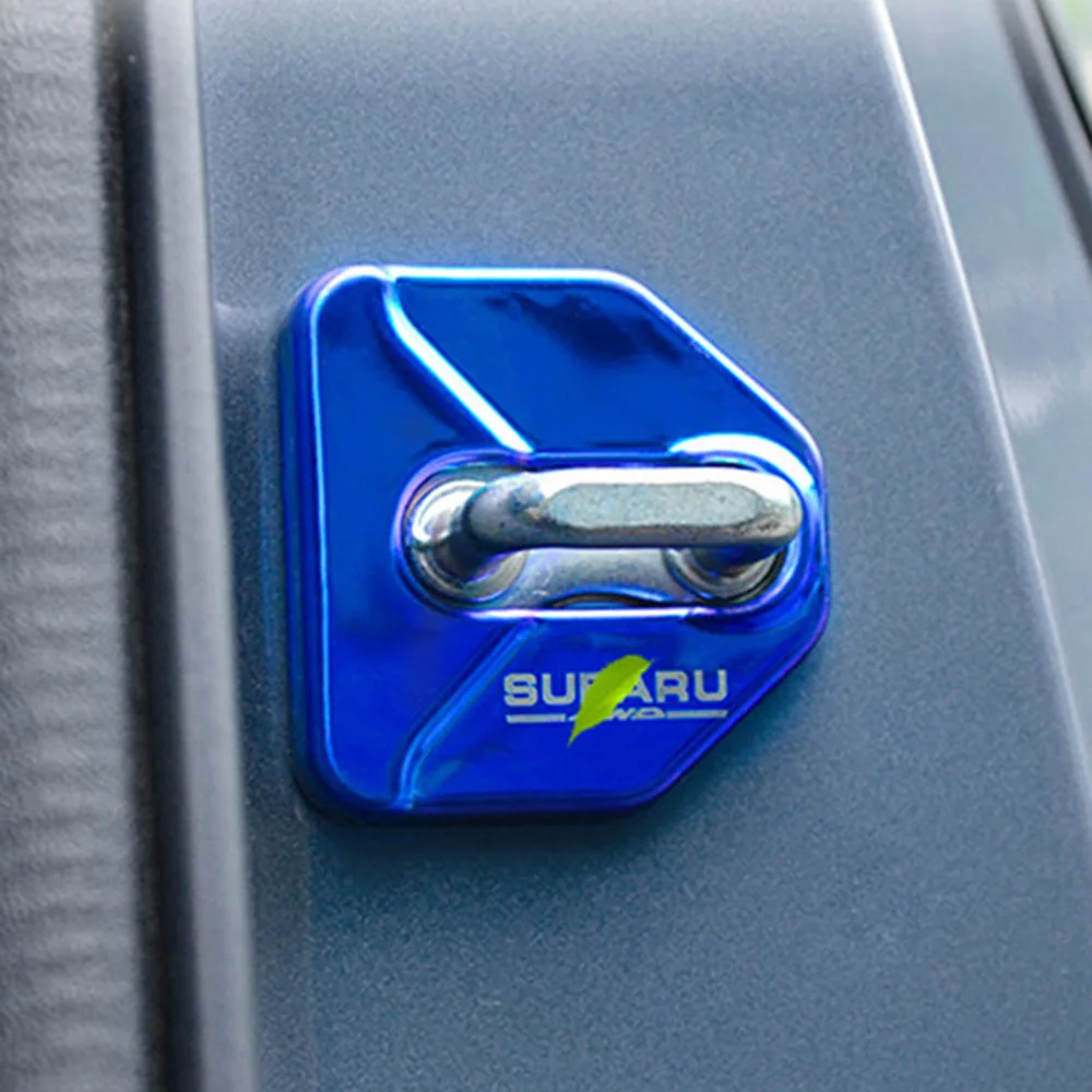 Blue 4 шт. автомобильный Стайлинг дверной замок Защитная крышка украшение крышка для Subaru XV Forester Outback датчик для impreza Стайлинг автомобиля аксессуары - Цвет: Blue