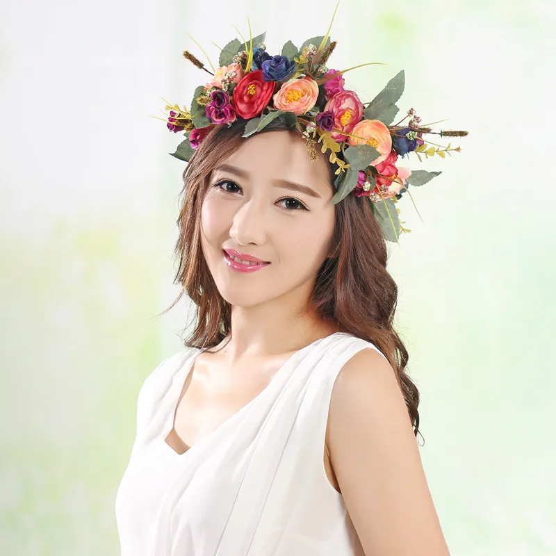 

Women Flower Headband Garland Headpiece Wedding Bohemian Wreath Hairband Party Floral Girl Hair Accessories