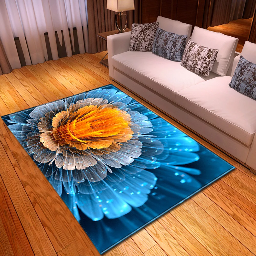

3D Cool flower carpet living room kitchen foyer floor mat colorful Floral rug bedroom soft parlor sofa carpet kids room tapete
