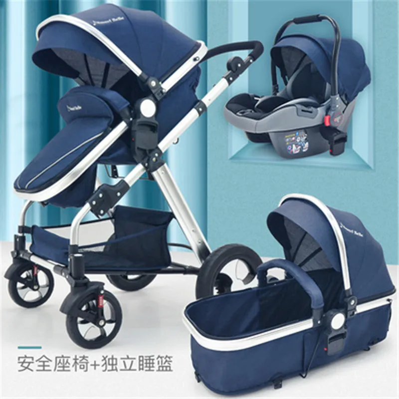 Luxury Baby Stroller 3 in 1 With Car Seat High Landscape Portable Carriages Folding Prams For Newborns Travel System | Мать и ребенок
