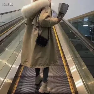 Bella philosophy зимнее однотонное женское теплое пальто с воротником из натурального меха, Женская свободная ветровка, Женское пальто из 90% белого утиного пуха - Цвет: Хаки