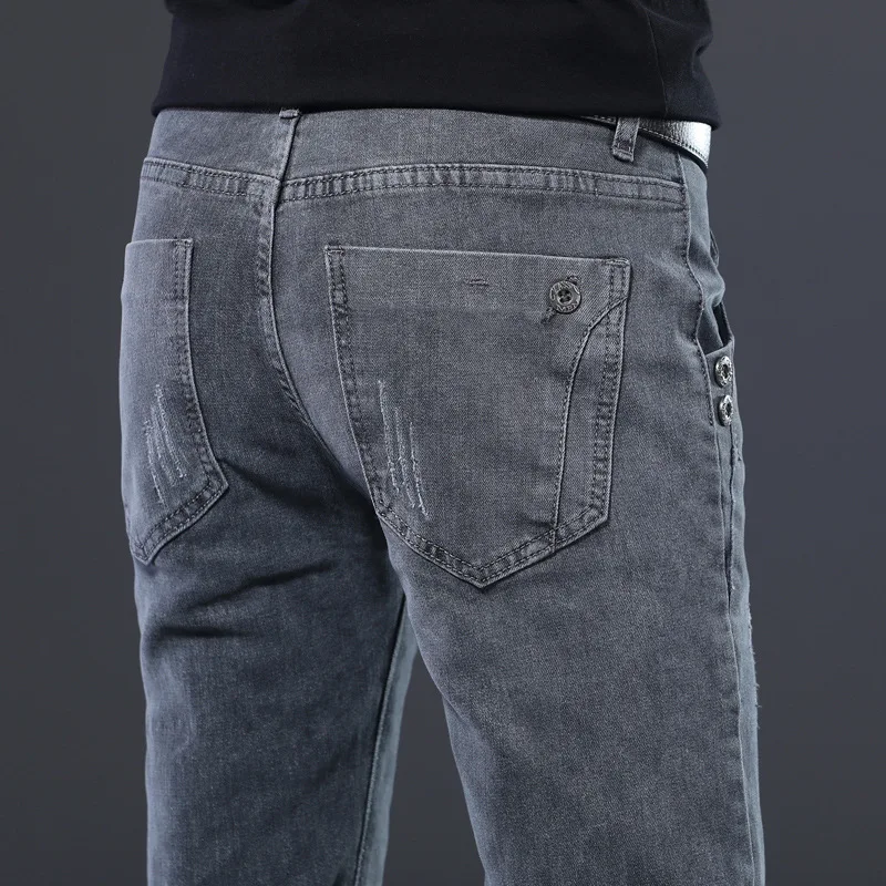 

Mens Skinny Jeans 2020 Brand Embroidery Pencil Pants Trousers Men Casual Slim Mens Designer Jeans Elastic Streetwear Denim Pants