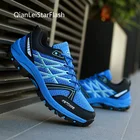 Дышащие мужские весенние кроссовки для скалолазания, Нескользящие уличные кроссовки, мужские синие, зеленые резиновые походные туфли для мужчин