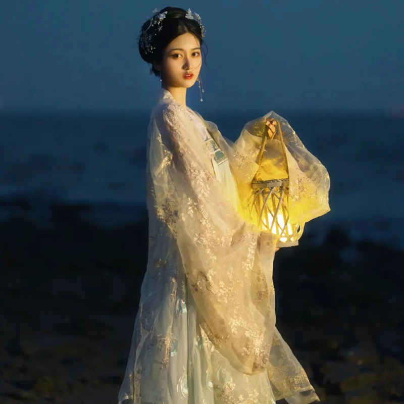 Disfraz antiguo Hanfu de estilo chino antiguo, c&aacute;rdigan Tang, vestido de pecho alto, traje de Super Hada, primavera y oto&ntilde;o-3