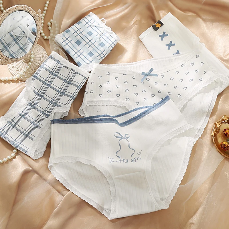 

Хлопковые трусики для женщин, тонкие бесшовные трусики со средней талией, женское сексуальное кружевное нижнее белье, женские трусы