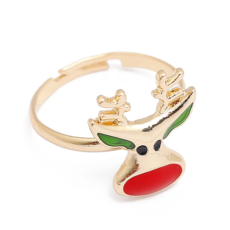

Tianzhe Jewelry European and American Christmas Ornaments Cartoon Children Ring Snowman Elk Christmas Tree Snowflake Snowflake R