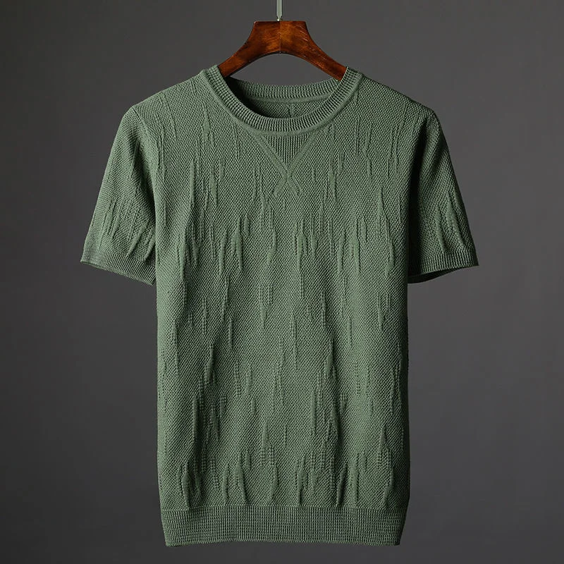 

Summer New Men O-Neck Short Sleeve Knitted T-shirt Sports Slim Fit Tees Male Fitness Bodybuilding Workout Clothing B12