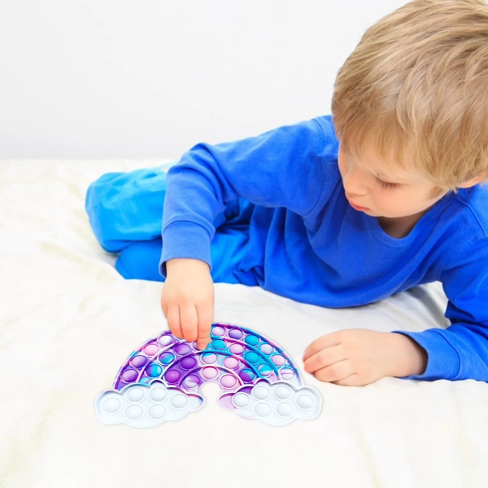 Juguete sensorial de descompresi&oacute;n de arco&iacute;ris para ni&ntilde;os, juguetes antiestr&eacute;s, simples, hoyuelos, novedad y extra&ntilde;o-3