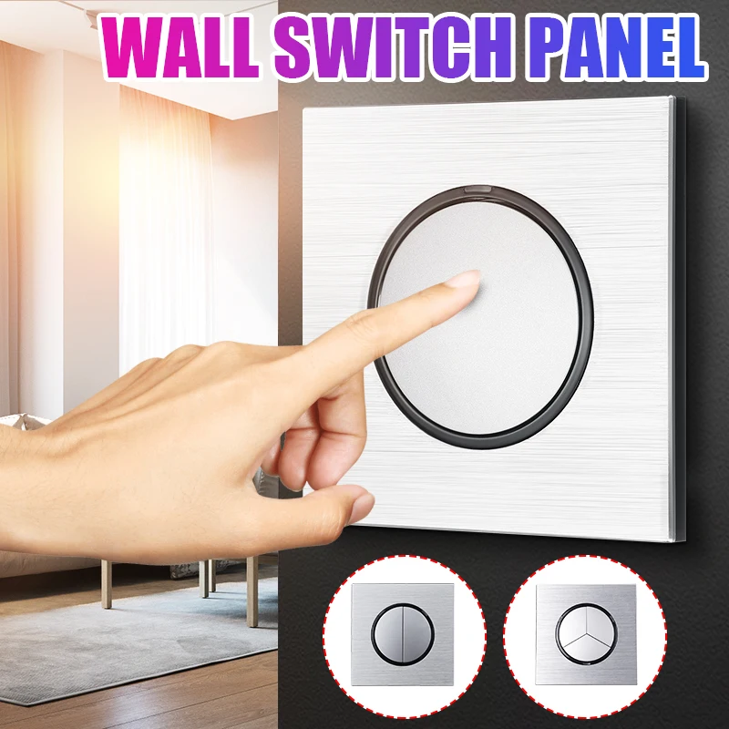 

Wall Click Switch Panel Light Switch 1/2/3 Gang 1/2 Way Push Button w/ ICE LED Light