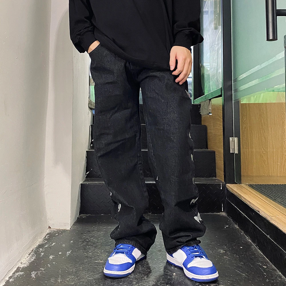 Men Hip Hop Streetwear Jeans Pants Butterfly Print Harajuku Cotton Men Trousers Men Embroidery Denim Pants