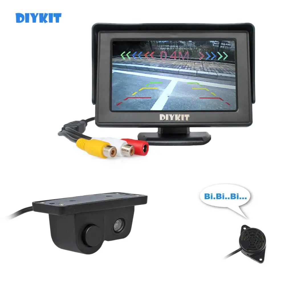 

Автомобильный цветной TFT ЖК-монитор DIYKIT, проводной, 4,3 дюйма, с водонепроницаемым датчиком радара и парковки, система парковки 2 в 1