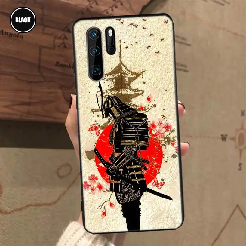 Роскошный японский чехол Capa Samurai для Huawei P30 Lite P40 P20 Pro Mate 20 10 30 40 P Smart Z Plus + мягкая