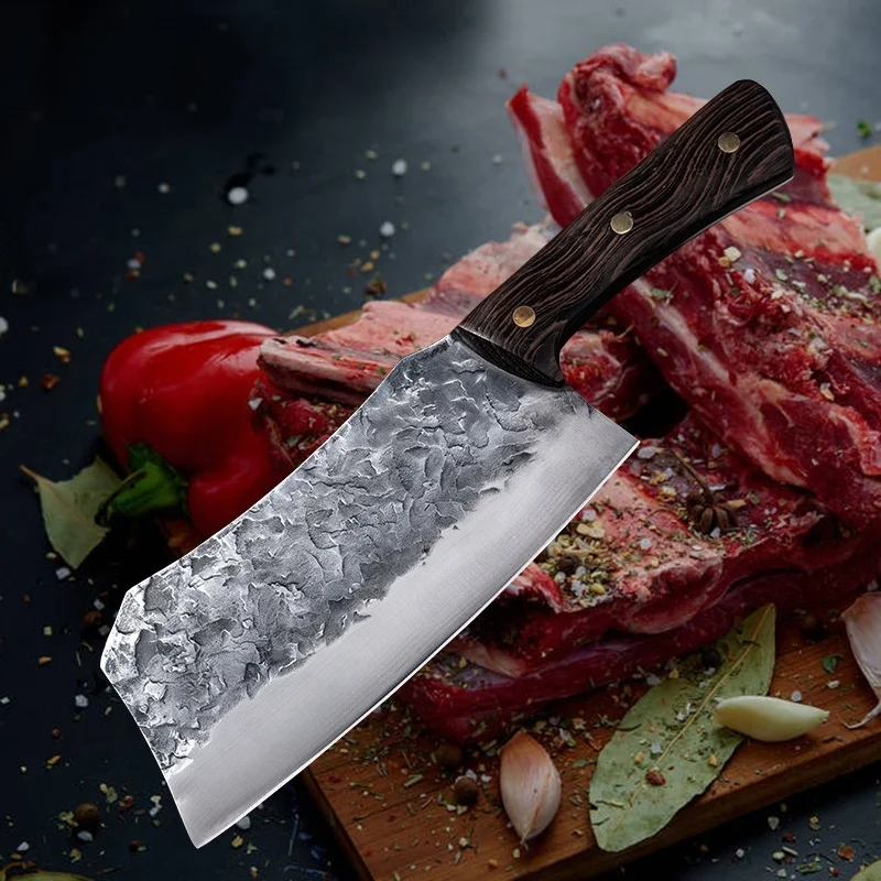 Кованый кухонный нож ручной работы кованый стальной китайский мясной Кливер