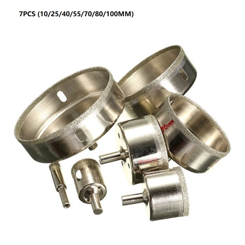 

7Pcs Diamond Drill Bit Hole Saw 10mm-100mm Glass Ceramic Marble Tile Hole Saw Drilling Bits For Power Tools
