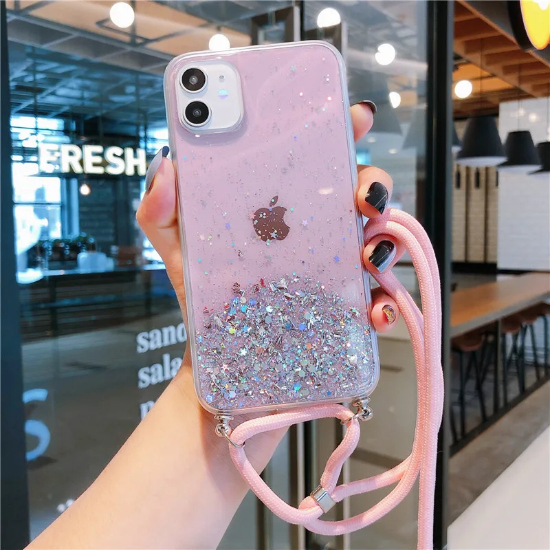 Чехол со звездами и блестками для iPhone 11 Pro XS Max 12 MiNi XR X 6S 7 8 plus 13 SE 3 | Мобильные