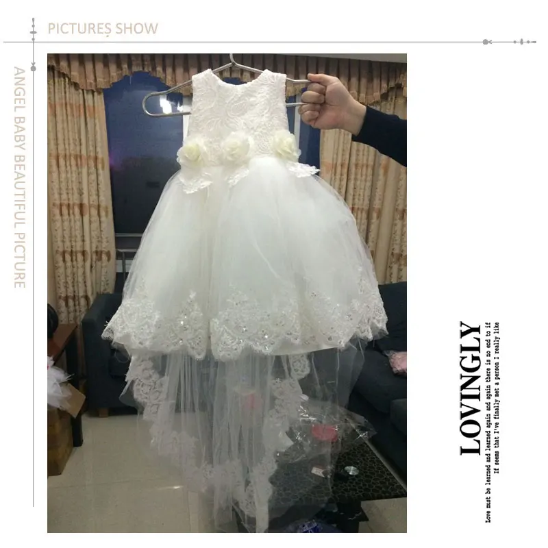 Детское платье с цветами для девочек белое крещения на свадьбу и Рождество