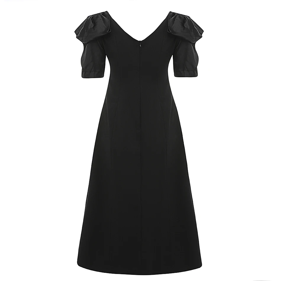 

High Quality 2021 Summer Sexy V-neck Puff Sleeve Diamond Dress Elegant Women's Celebrity Club Evening Party Dress Vestidos