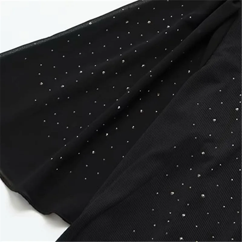 

Plus Size T-Shirt Neckline Hot Diamond Decoration Short Sleeve Knitted Cotton Stretch Fabric Large Size Summer Dress For Fatlady