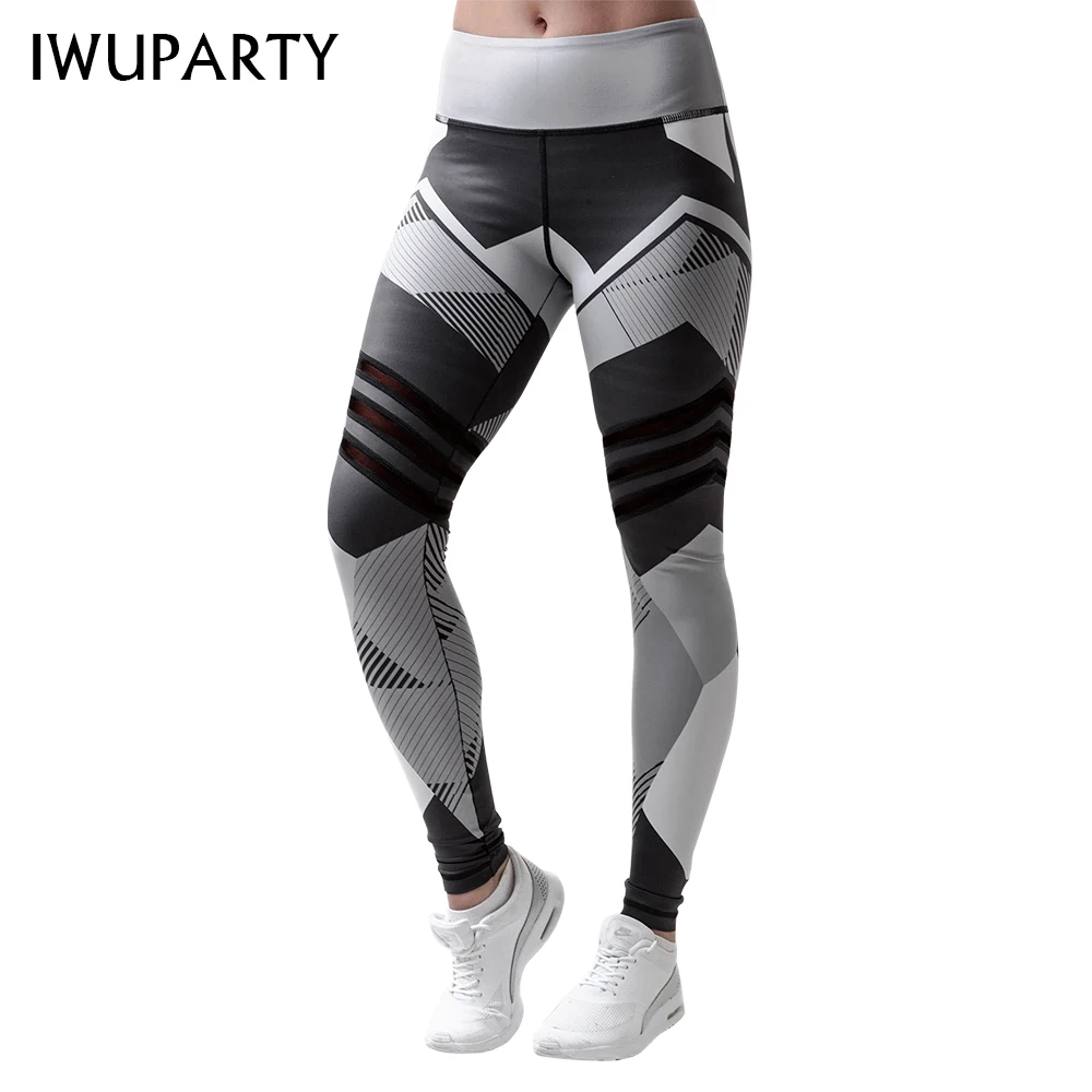 

IWUPRTY Summer Geometry Printing Leggings Elasticity Leggings Fitness Women Yoga Pants Breathable Slim Pants Push Up Strength