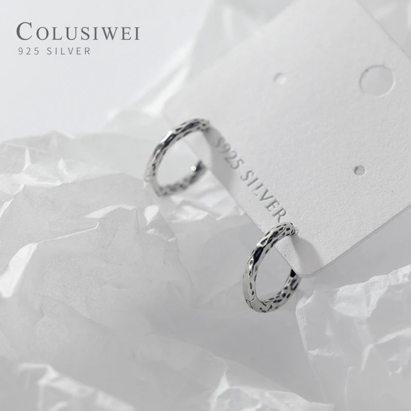 

Винтажные модные серьги-кольца Colusiwei из стерлингового серебра 925 пробы с мелкой геометрической поверхностью для унисекс, корейский стиль, И...