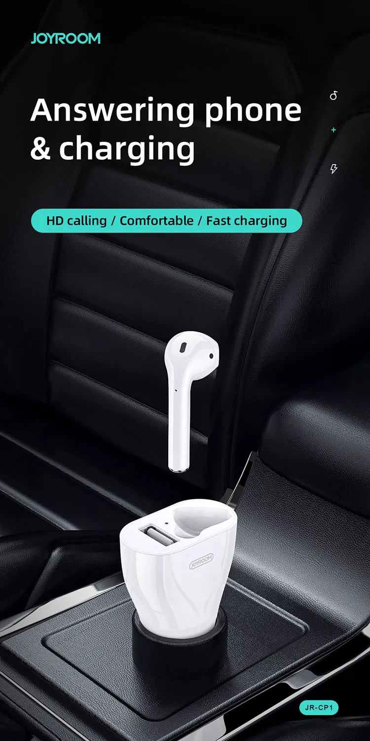 Joyroom CP1 портативный маленький Usb Автомобильное зарядное устройство стерео Bluetooth 5,0 беспроводные наушники Поддержка мобильного телефона Быстрая зарядка