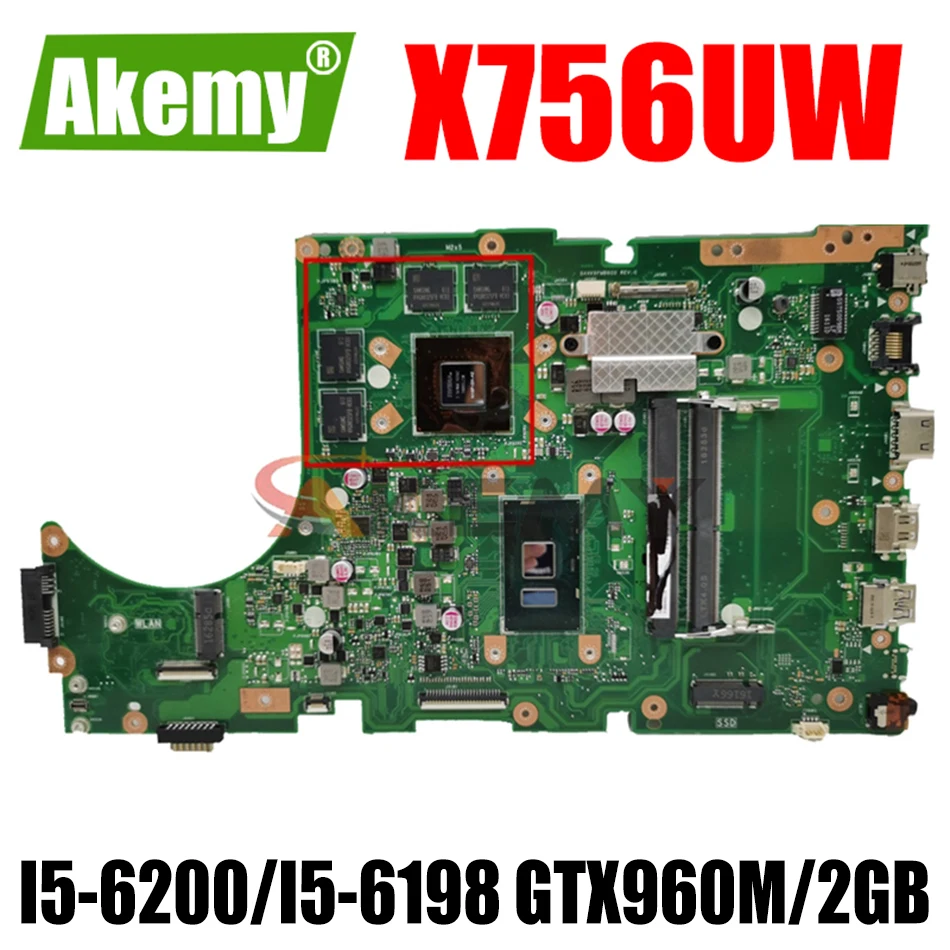 

Материнская плата для ноутбука Asus X756UW X756UQK X756UQ X756UR X756UWK X756UV X756UXM X756U I5-6200U GTX960M/2GB DDR4