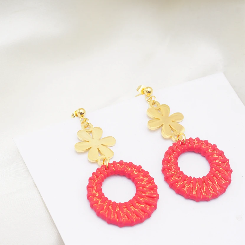 Модная плетеная ткань золотого цвета летние богемные серьги для женщин brincos