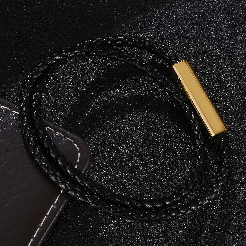 

Fashion Black Braided Multilayer Leather Bracelet Men Bracelet Women Jewelry Magnetic Clasps Charm Bracelet BB0596