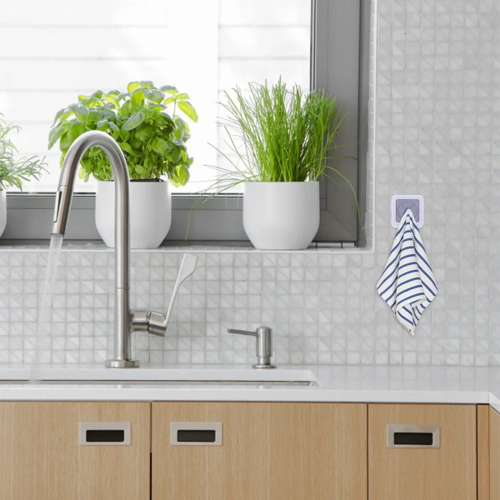 

2Pcs Self Adhesive Towel Hooks Tea Towel Hooks Drilling Required for Bathroom