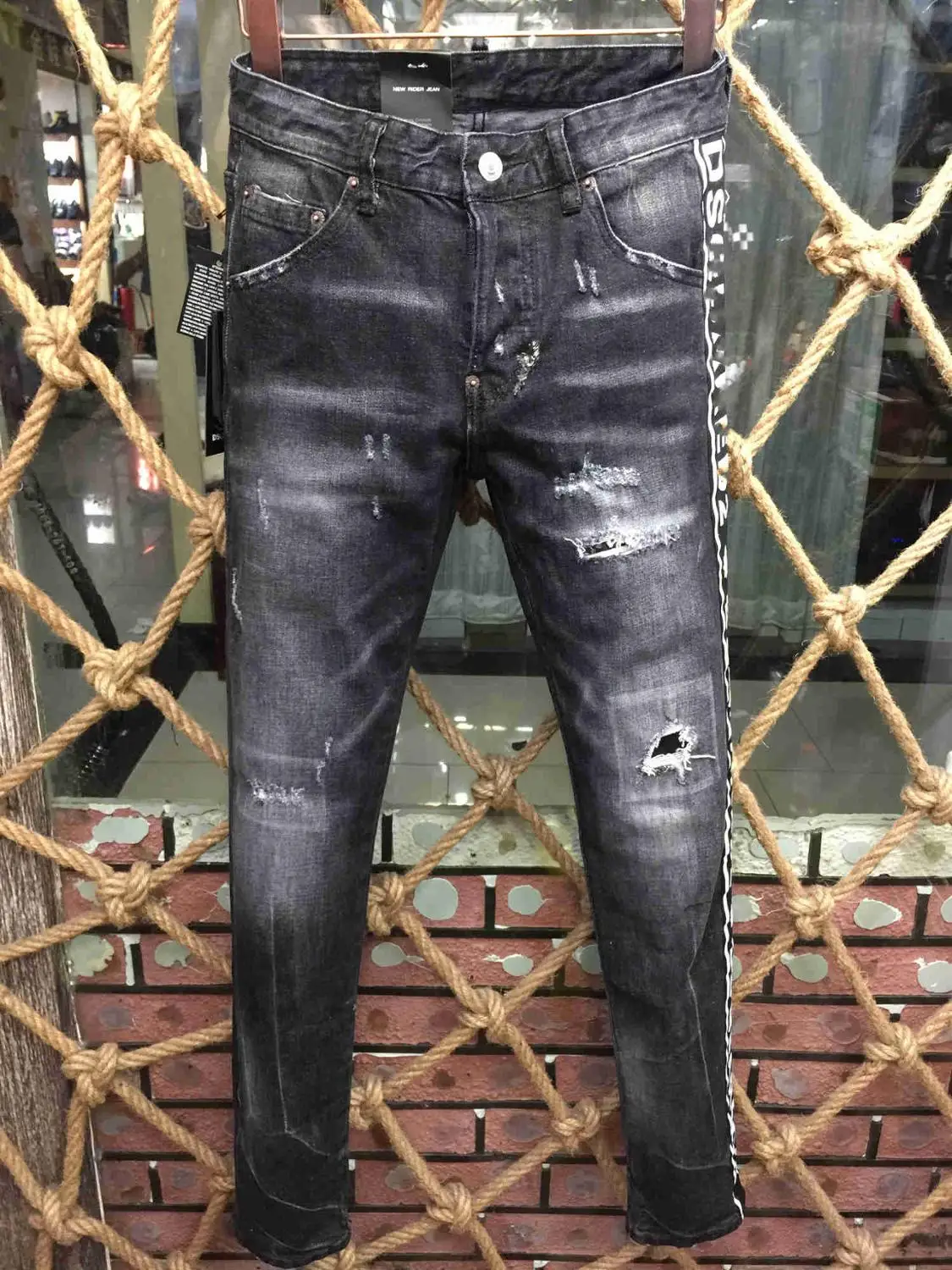 Новые мужские джинсы Рваные для мужчин обтягивающие DSQ брюки на молнии Верхняя