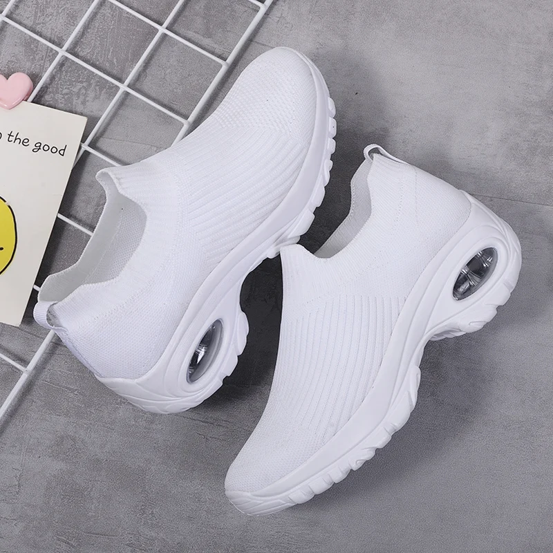 Women Tennis Shoes Air Cushion Sock Shoes for Women Sport Shoes Outdoor Shoes Gym Rocking Shoes Slip-on Female Sneakers